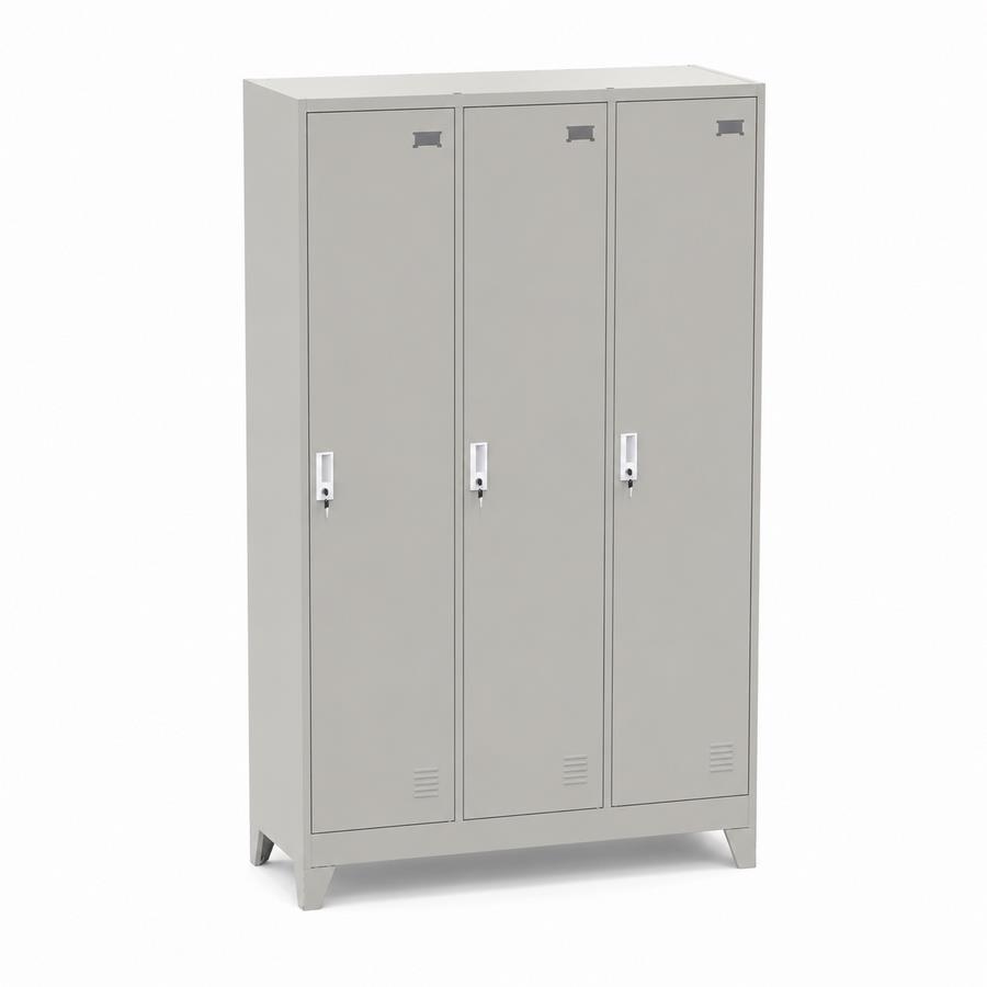 Armadietto spogliatoio metallico 3 ante grigio 90x45x190 cm - Yumi