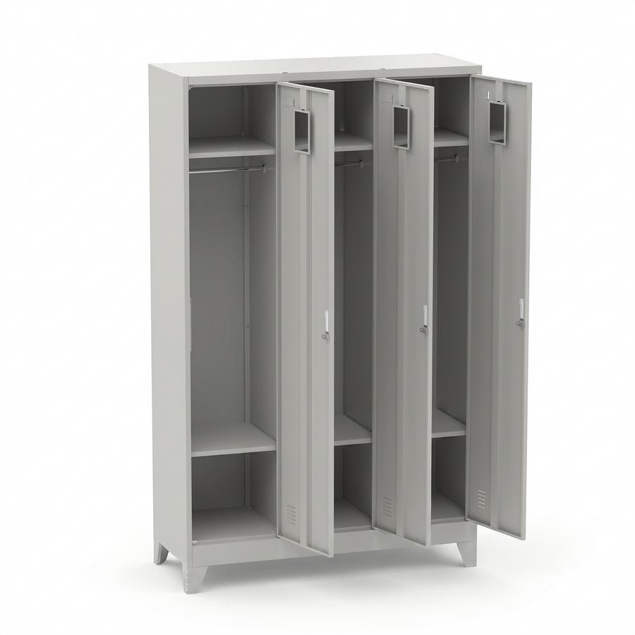 Armadietto spogliatoio metallico 3 ante grigio 90x45x190 cm - Yumi