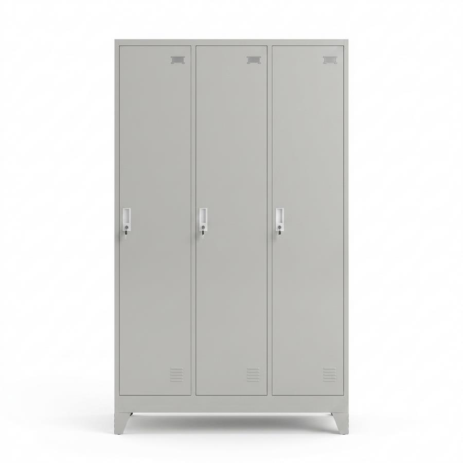 Armadietto spogliatoio metallico 3 ante grigio 90x45x190 cm - Yumi