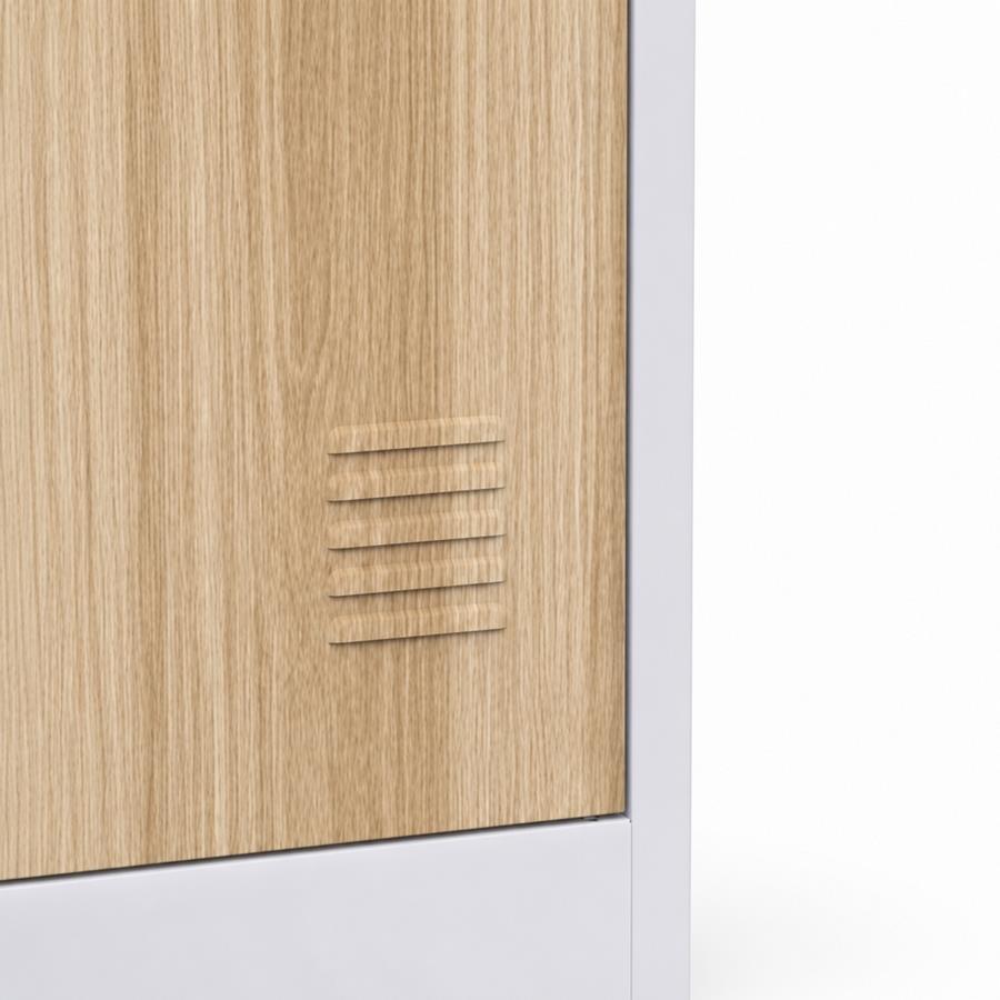 Armadietto spogliatoio metallico 3 ante rovere e bianco 90x45x190 cm - Yumi