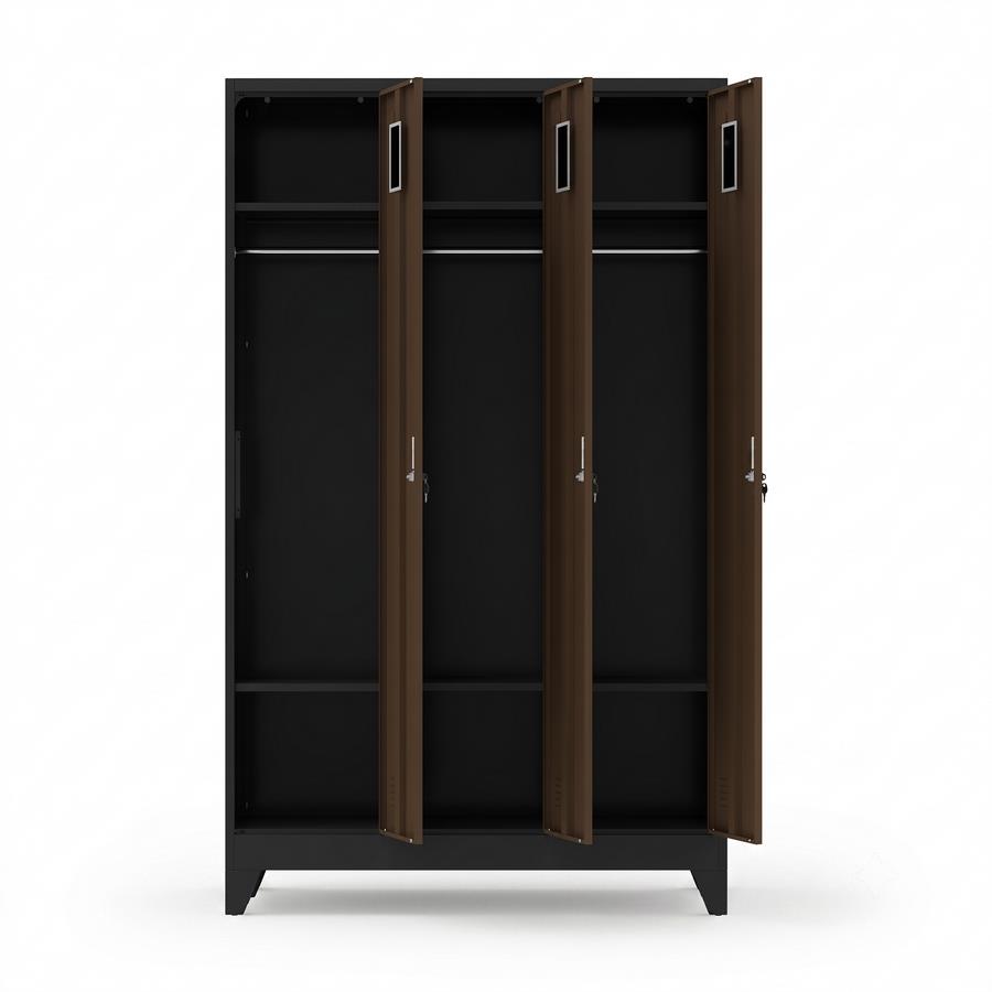 Armadietto in metallo 3 con ante noce e nero 90x45x190 cm - Yumi