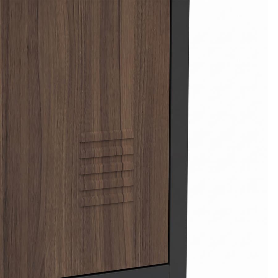 Armadietto in metallo 3 con ante noce e nero 90x45x190 cm - Yumi
