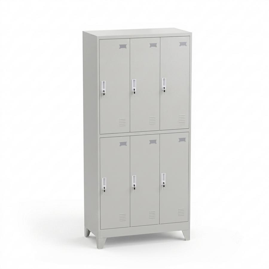 Armadietto spogliatoio metallico 6 ante grigio 90x45x190 cm - Yumi