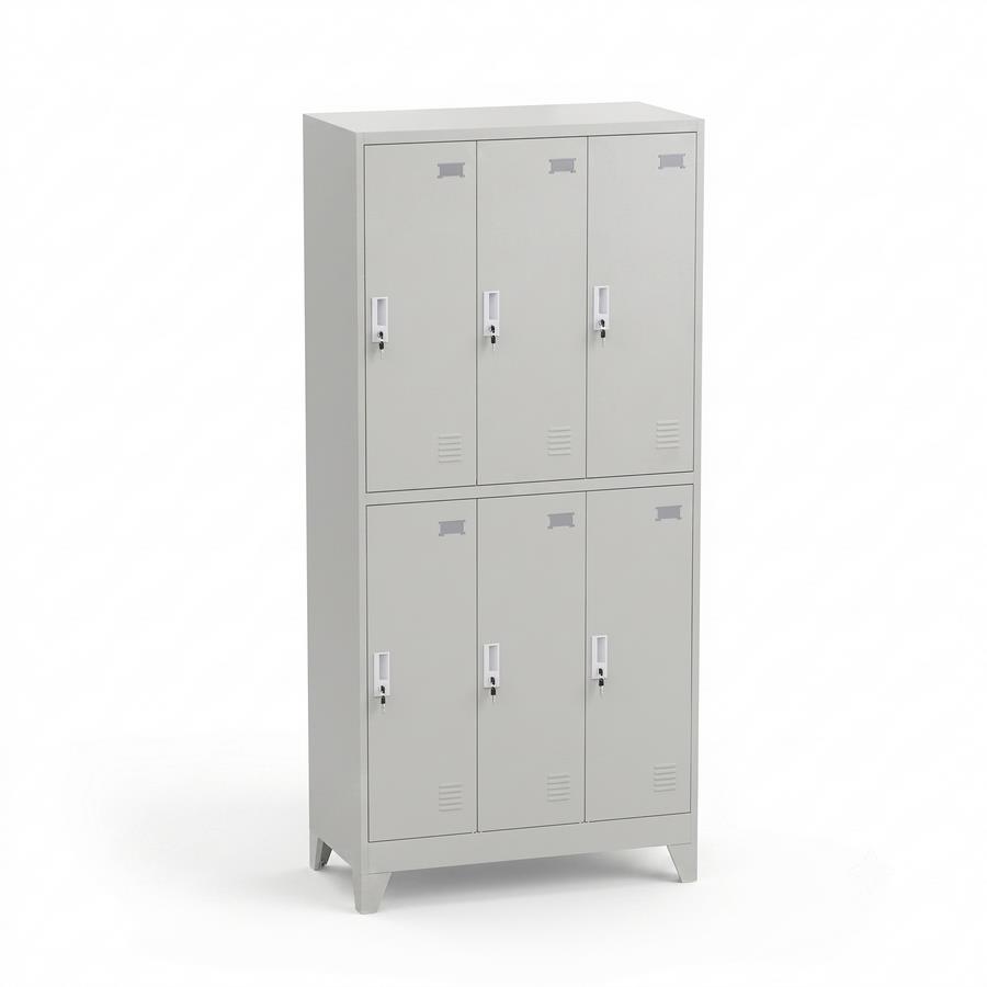 Armadietto spogliatoio metallico 6 ante grigio 90x45x190 cm - Yumi