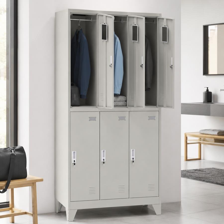 Armadietto spogliatoio metallico 6 ante grigio 90x45x190 cm - Yumi