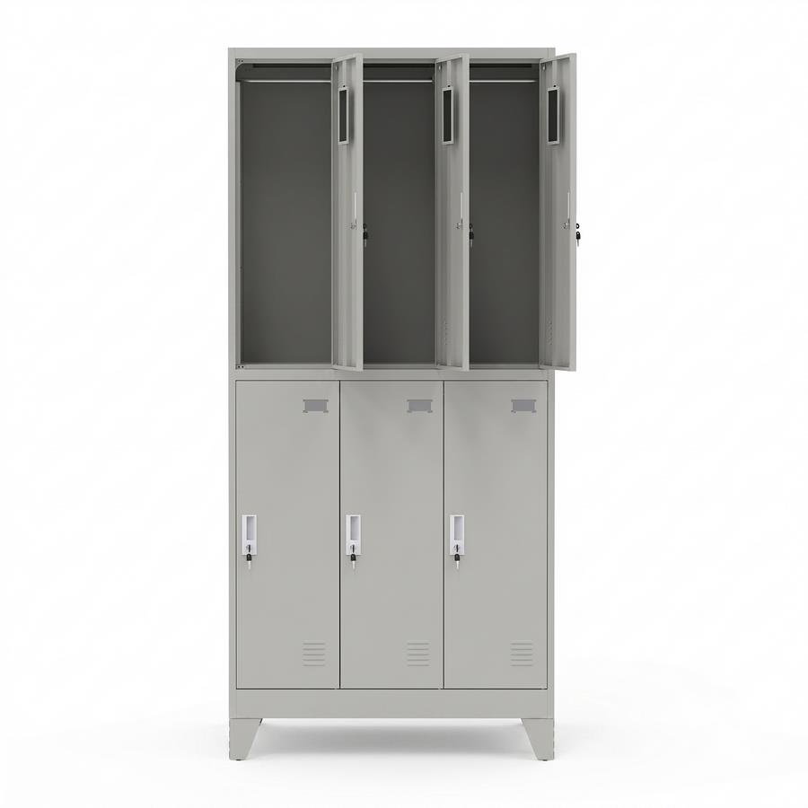 Armadietto spogliatoio metallico 6 ante grigio 90x45x190 cm - Yumi