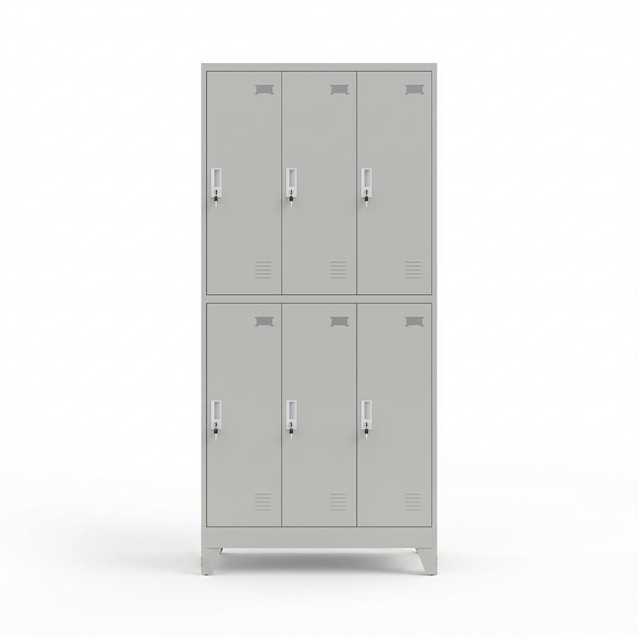 Armadietto spogliatoio metallico 6 ante grigio 90x45x190 cm - Yumi