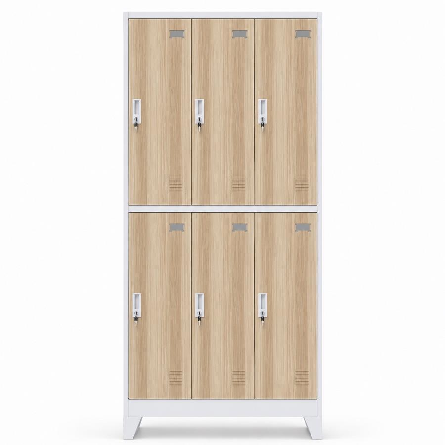 Armadietti in metallo con 6 scorparti rovere e bianco 90x45x190 cm - Yumi