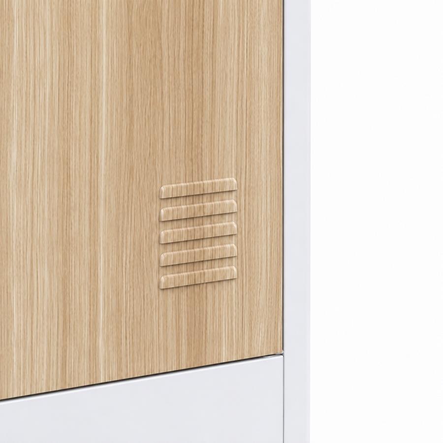 Armadietti in metallo con 6 scorparti rovere e bianco 90x45x190 cm - Yumi