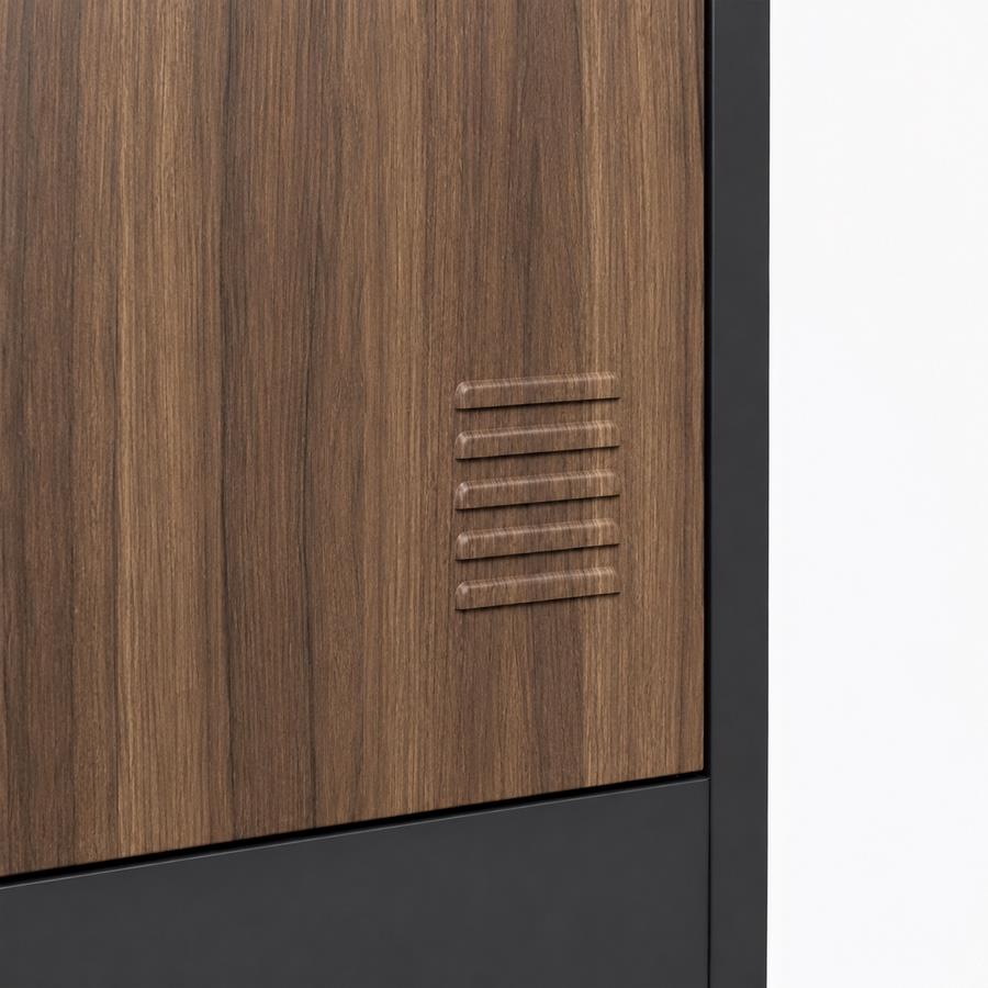 Armadietto spogliatoio metallico 6 ante noce e nero 90x45x190 cm - Yumi