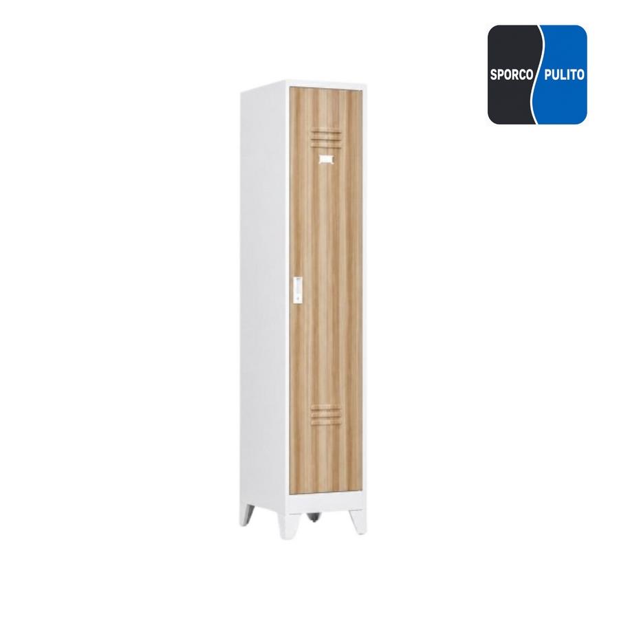Armadietto sporco - pulito 1 anta rovere e bianco con divisorio 38x45x190 cm - Yumi
