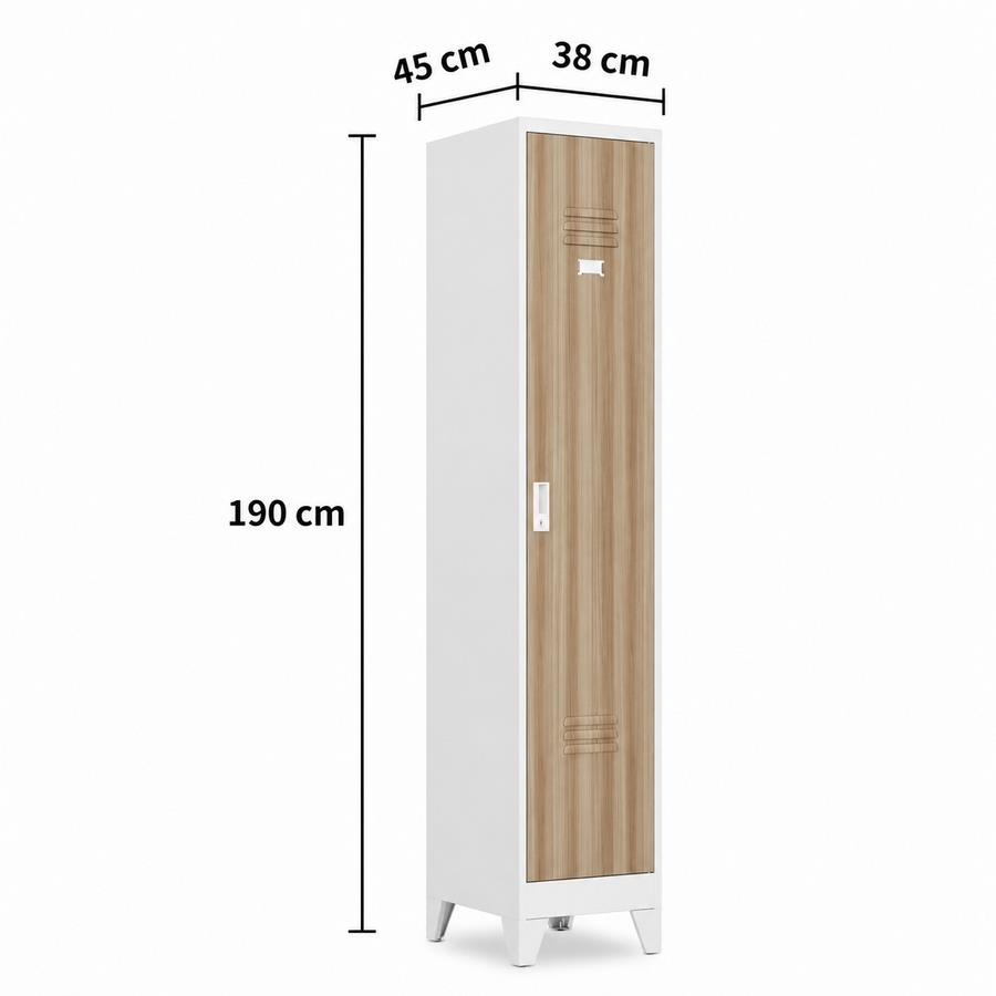 Armadietto sporco - pulito 1 anta rovere e bianco con divisorio 38x45x190 cm - Yumi
