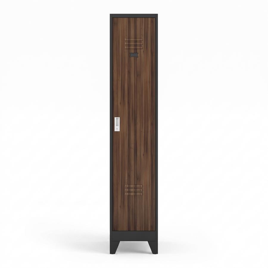 Armadietto sporco pulito in metallo 1 anta noce e nero con divisorio 38x45x190 cm