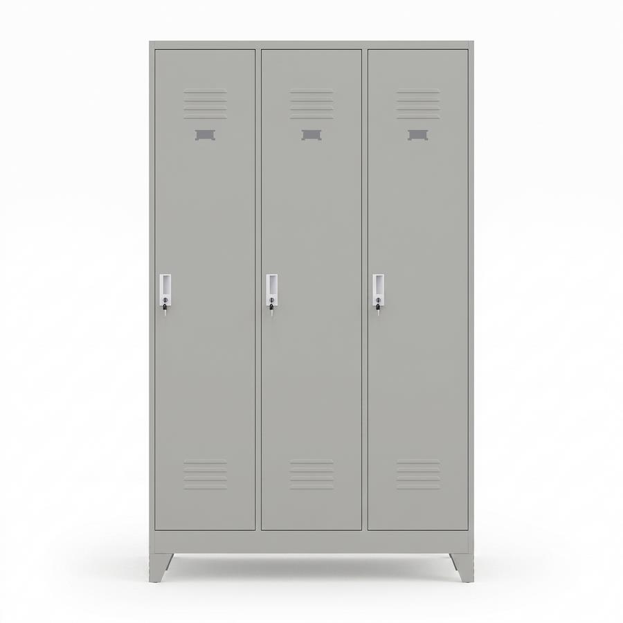 Armadietto spogliatoio 3 ante grigio con divisorio sporco pulito 114x45x190 cm - Yumi