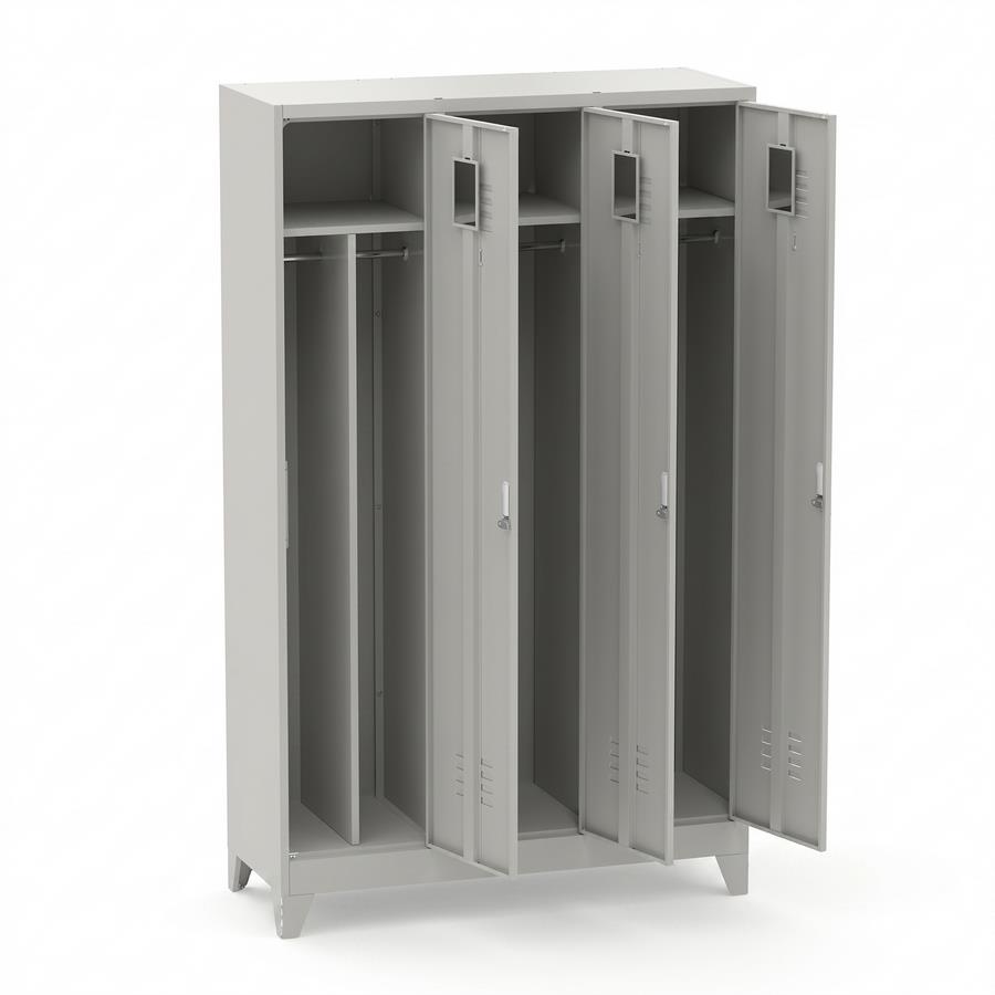 Armadietto spogliatoio 3 ante grigio con divisorio sporco pulito 114x45x190 cm - Yumi