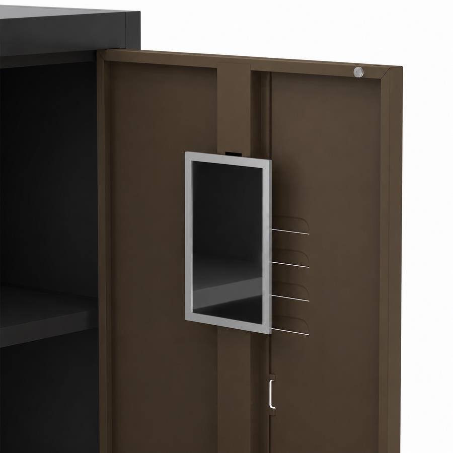 Armadietto sporco pulito 3 ante noce e nero con divisorio 114x45x190 cm - Yumi