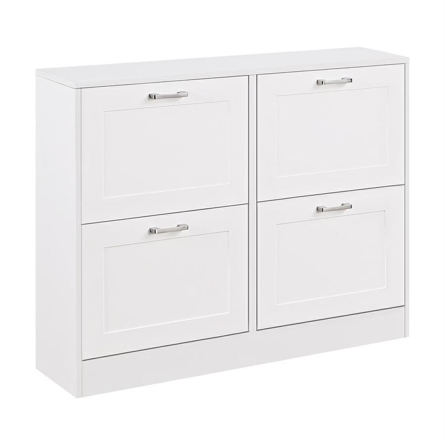 Scarpiera 4 ante in legno bianco 105x82x24 cm - Ginevra
