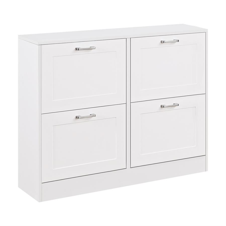Scarpiera 4 ante in legno bianco 105x82x24 cm - Ginevra