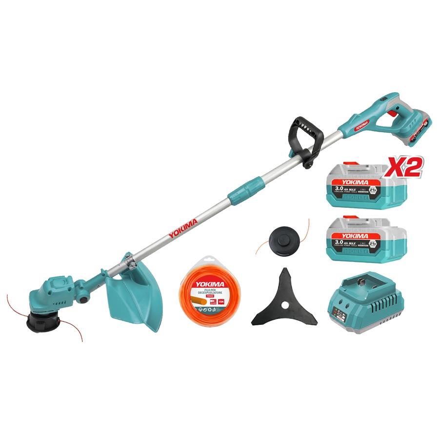 Tagliabordi a batteria 21V brushless regolabile con 2 batterie 3Ah