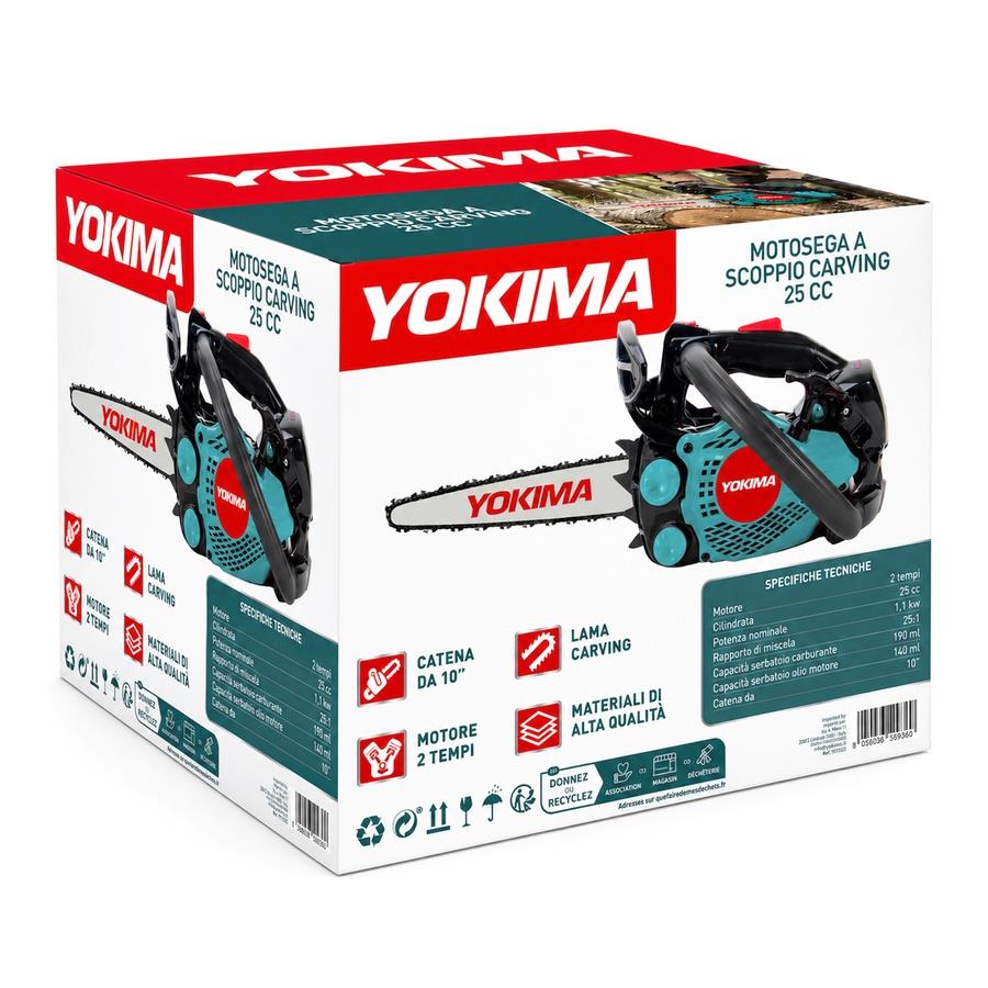 Motosega a scoppio 25 cc 1,1 kW con barra carving 25 cm