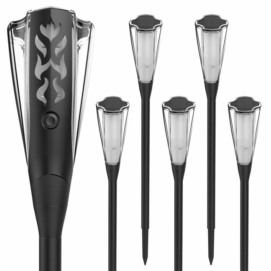 Set 4 faretti solari effetto fiamma da giardino