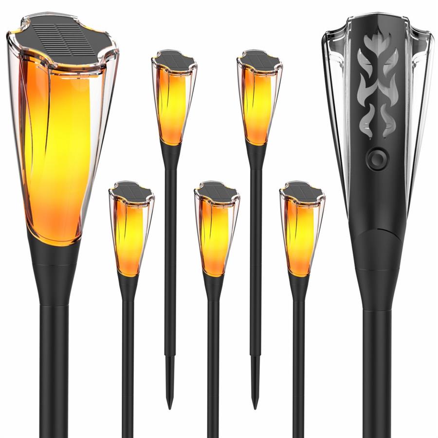 Set 4 faretti solari effetto fiamma da giardino