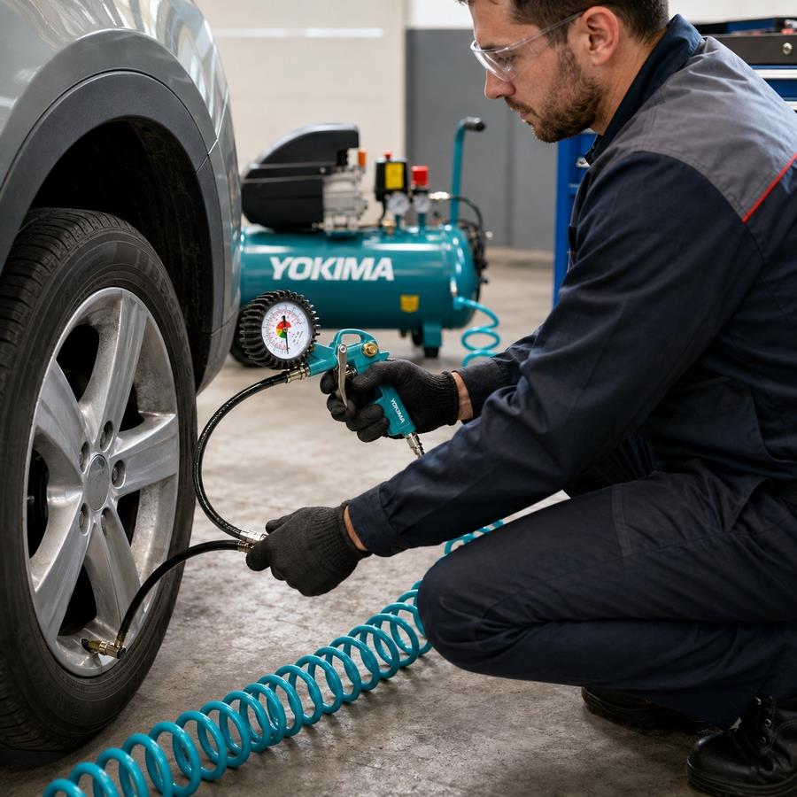 Kit pneumatico 8 pezzi per compressore con pistole e accessori - Yokima