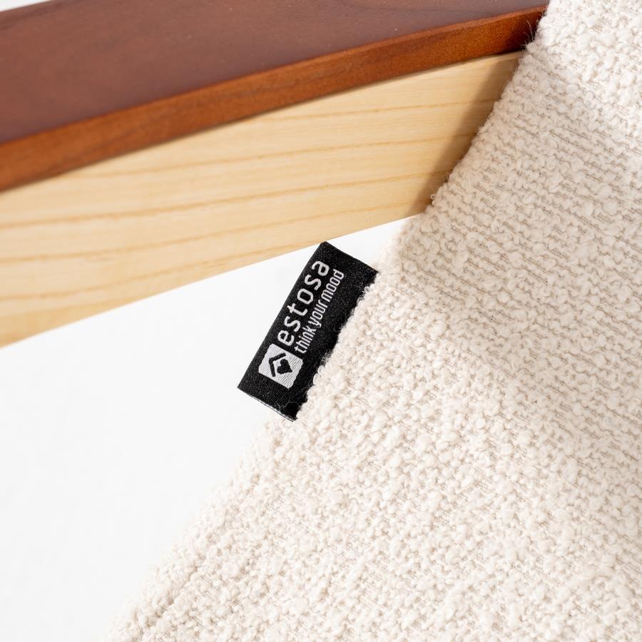 Sedia a dondolo in bouclé bianco con gambe in frassino 63x110x95 cm - Sini