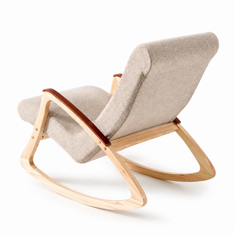 Dondolo in bouclé beige con gambe in frassino 63x110x95 cm - Sini