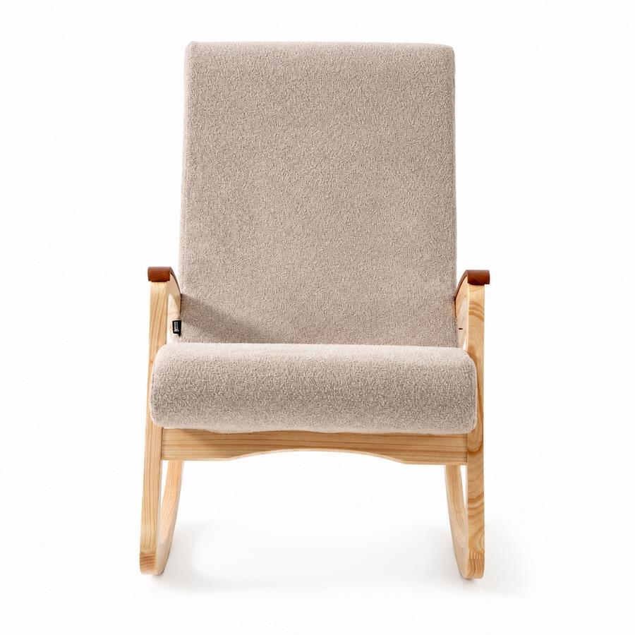 Dondolo in bouclé beige con gambe in frassino 63x110x95 cm - Sini