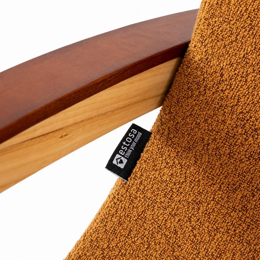 Sedia a dondolo in bouclé ocra con gambe in frassino 63x110x95 cm - Sini