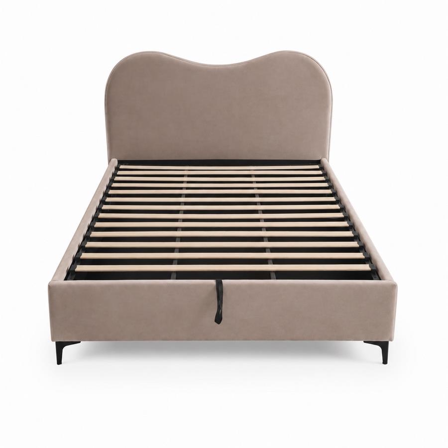 Letto matrimoniale imbottito tortora con contenitore 160x200 cm - Lyra