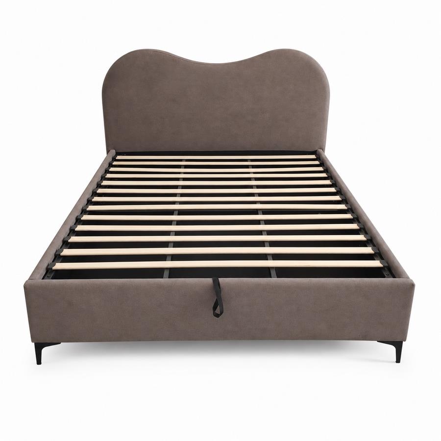 Letto matrimoniale imbottito marrone con contenitore 160x200 cm - Lyra