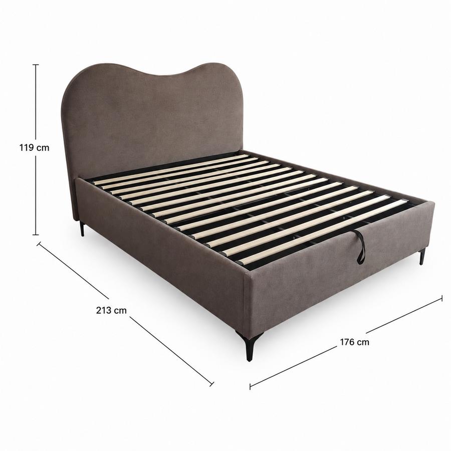 Letto matrimoniale imbottito marrone con contenitore 160x200 cm - Lyra