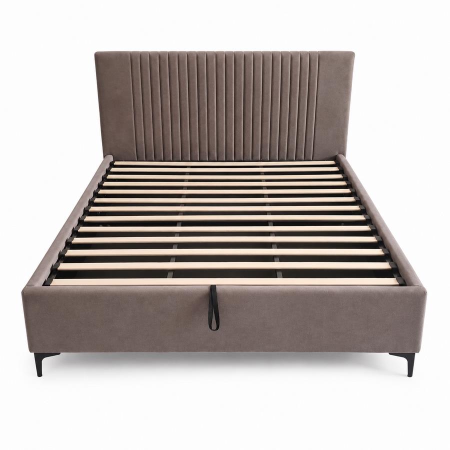 Letto matrimoniale imbottito marrone con contenitore 160x200 cm - Argo