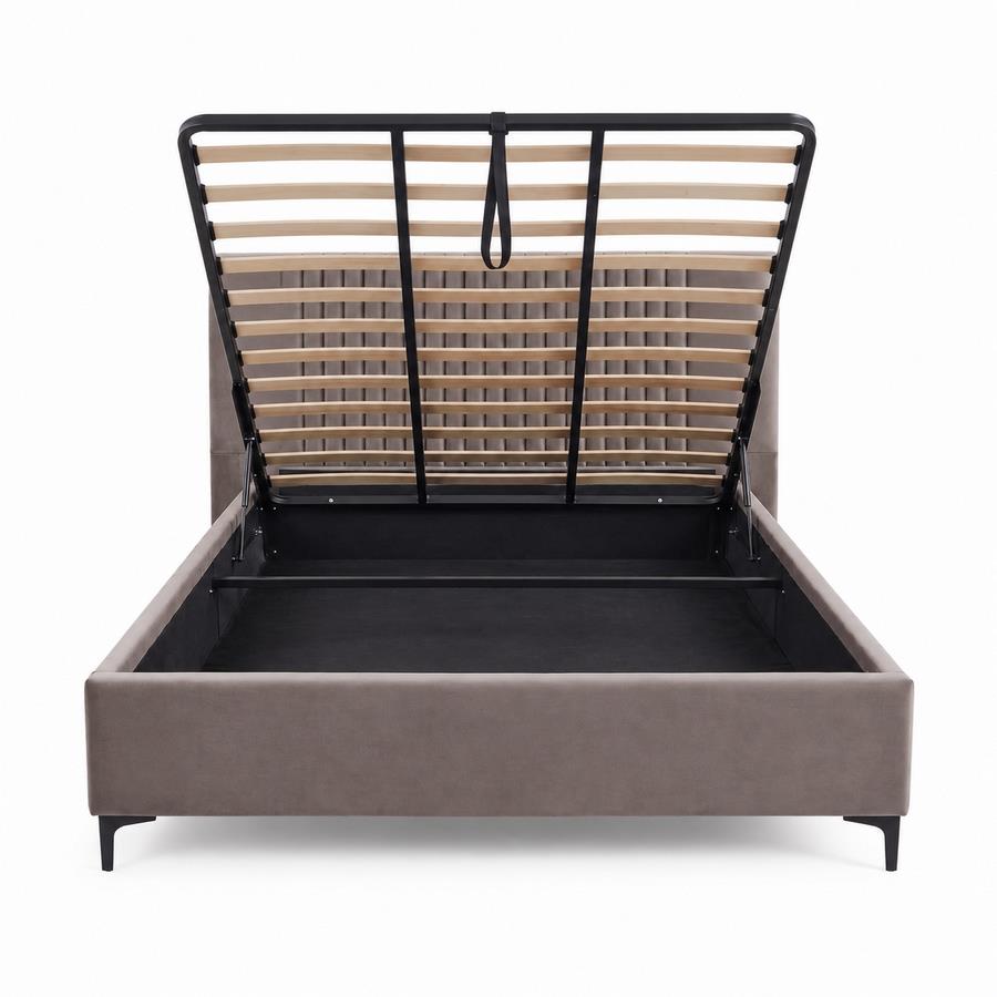 Letto matrimoniale imbottito marrone con contenitore 160x200 cm - Argo