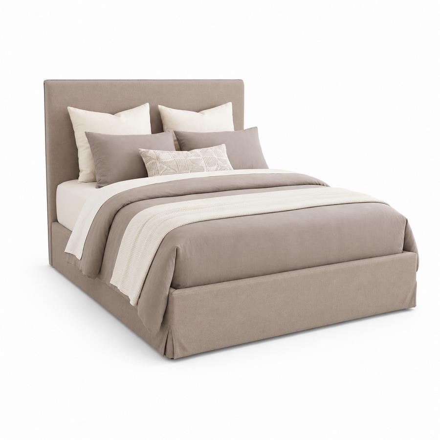 Letto matrimoniale imbottito tortora con contenitore 160x200 cm - Dream