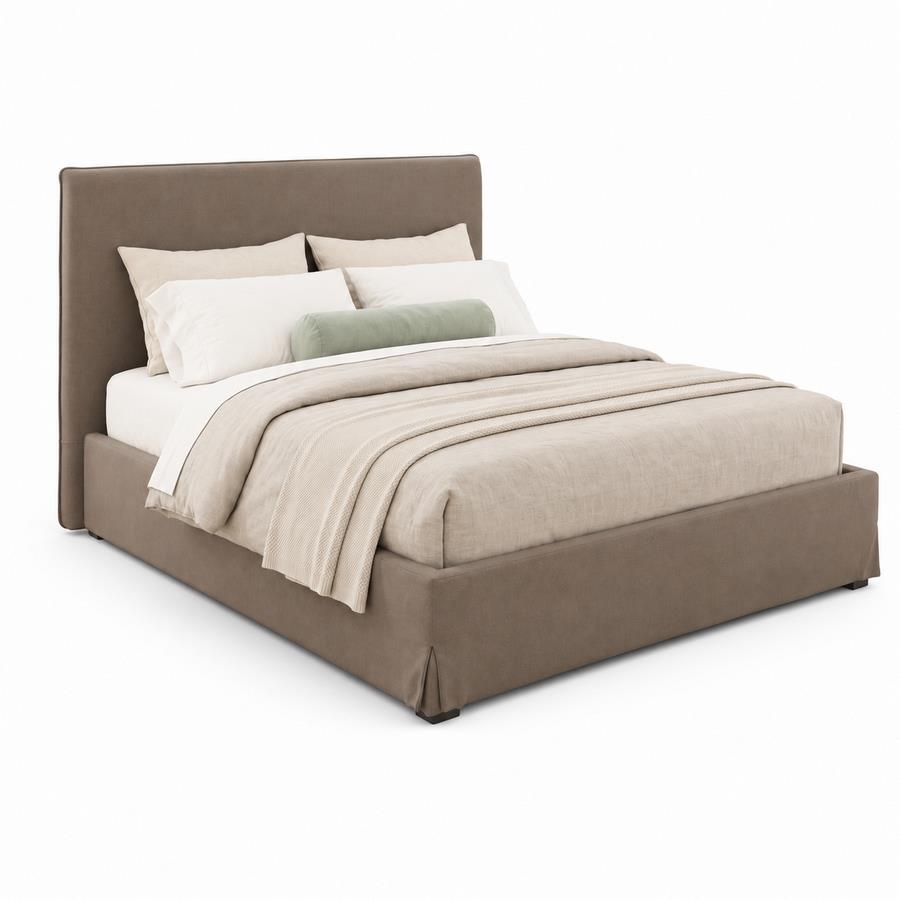 Letto matrimoniale imbottito marrone con contenitore 160x200 cm - Dream