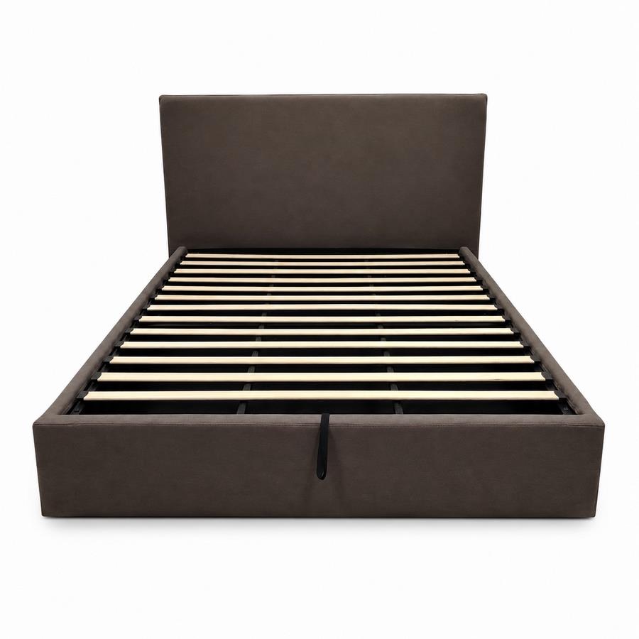 Letto matrimoniale imbottito marrone con contenitore 160x200 cm - Dream