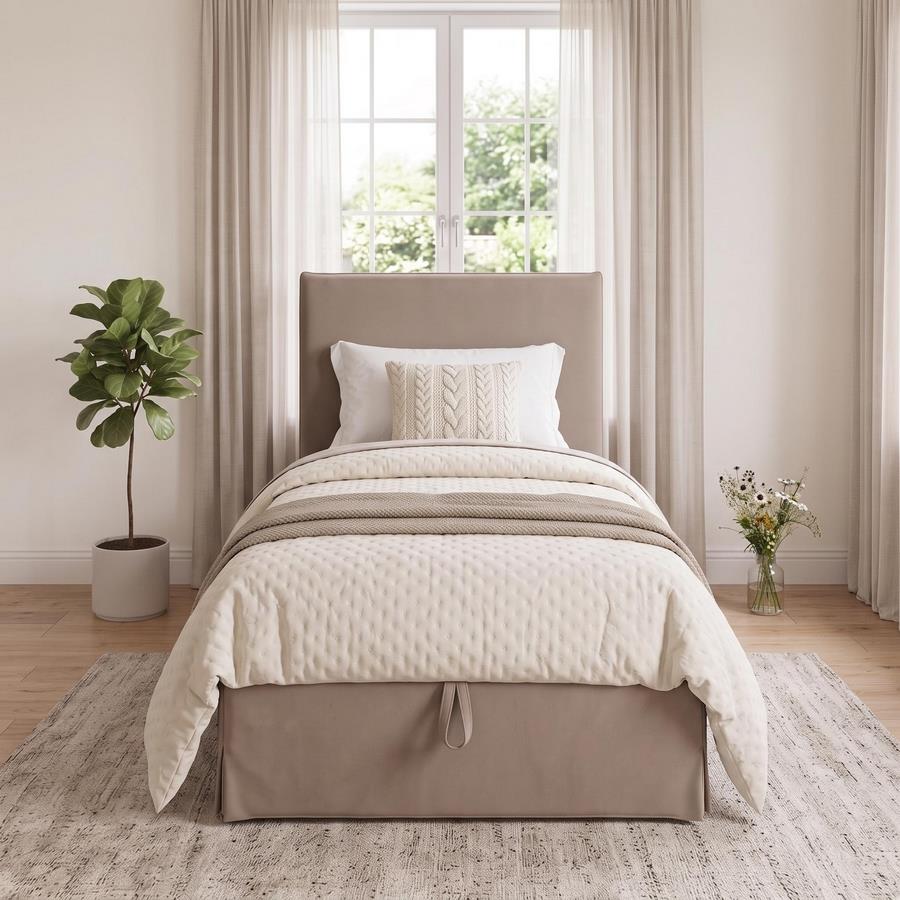 Letto singolo imbottito tortora con contenitore 80x200 cm - Dream