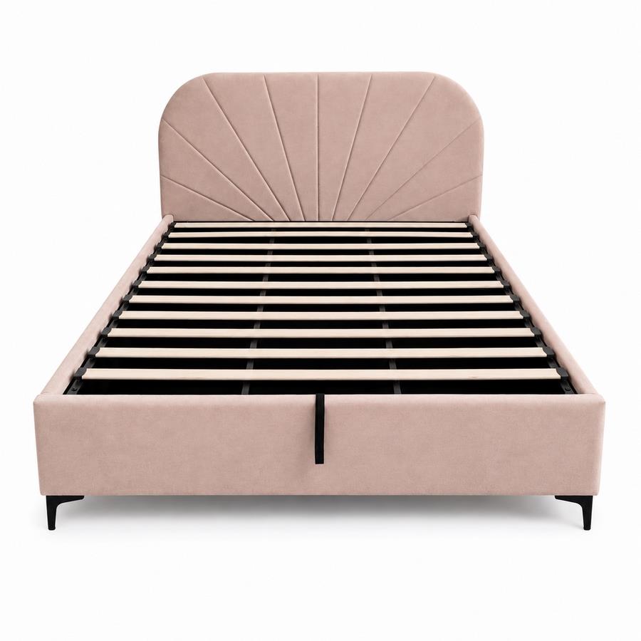 Letto matrimoniale imbottito tortora con contenitore 160x200 cm - Orion