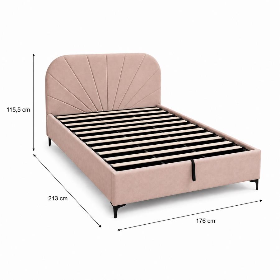 Letto matrimoniale imbottito tortora con contenitore 160x200 cm - Orion