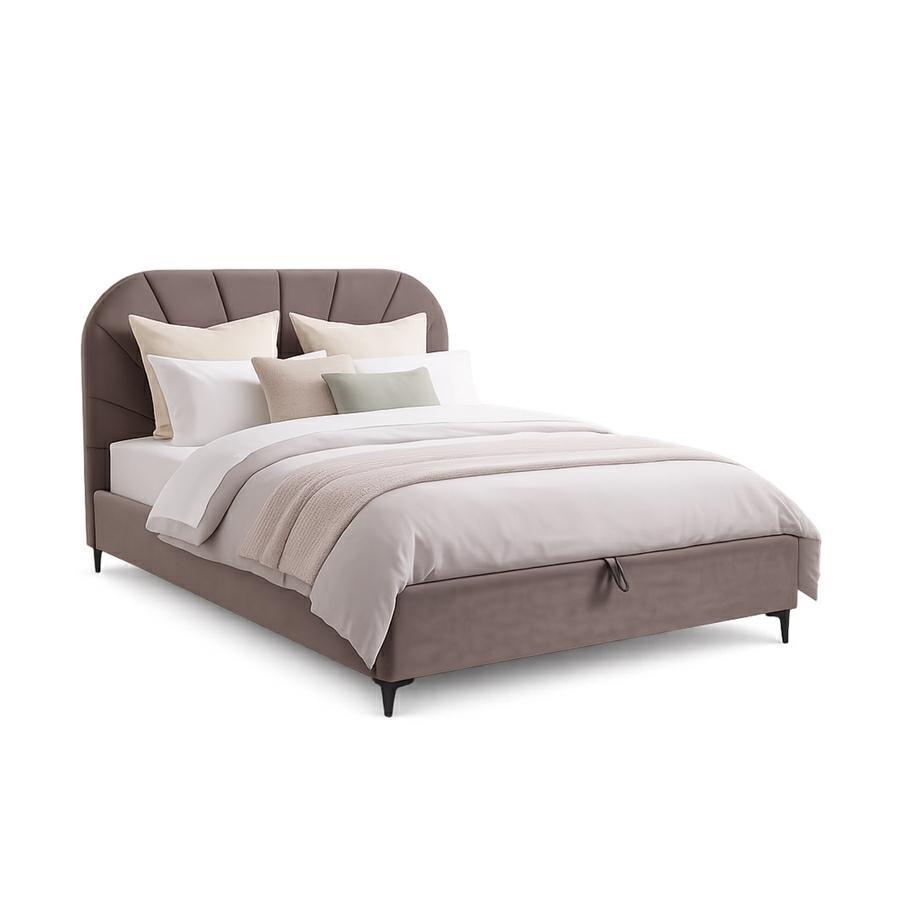 Letto matrimoniale imbottito marrone con contenitore 160x200 cm - Orion