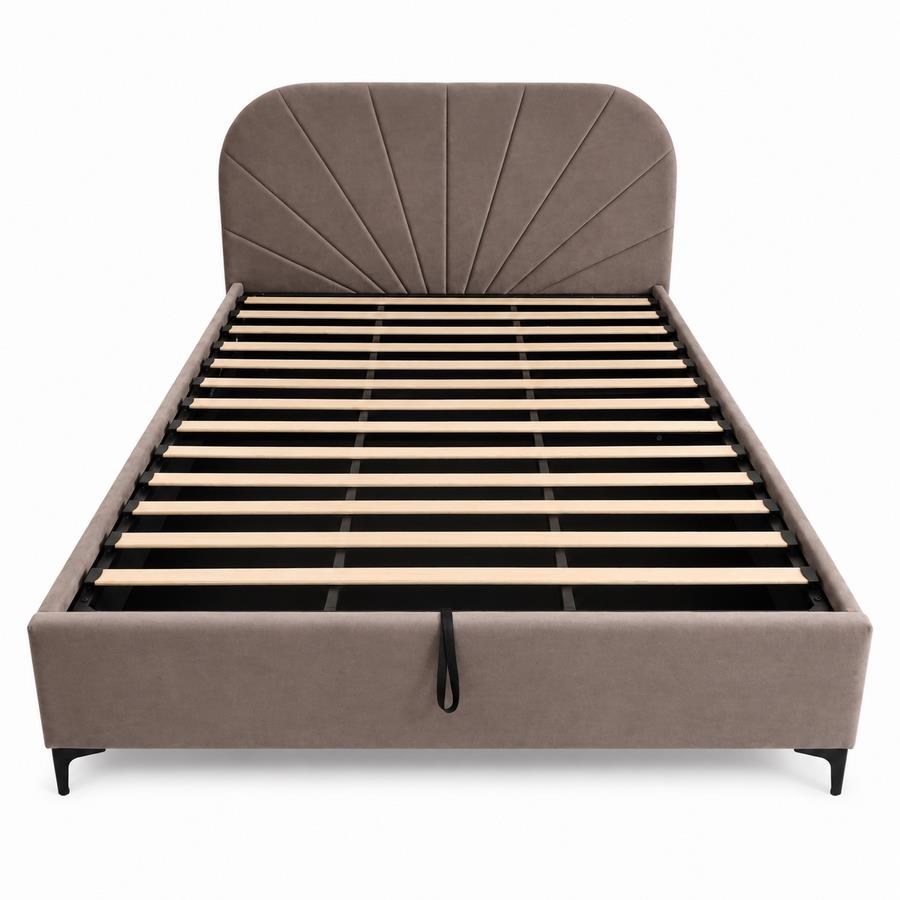 Letto matrimoniale imbottito marrone con contenitore 160x200 cm - Orion