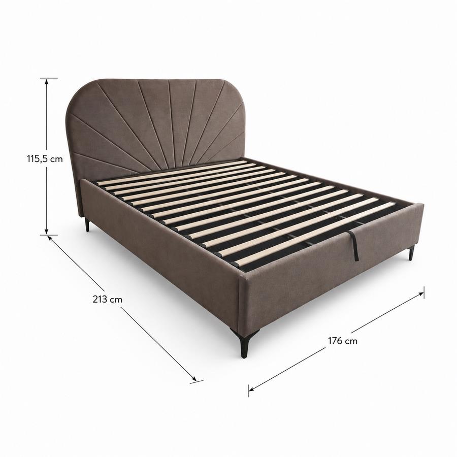 Letto matrimoniale imbottito marrone con contenitore 160x200 cm - Orion