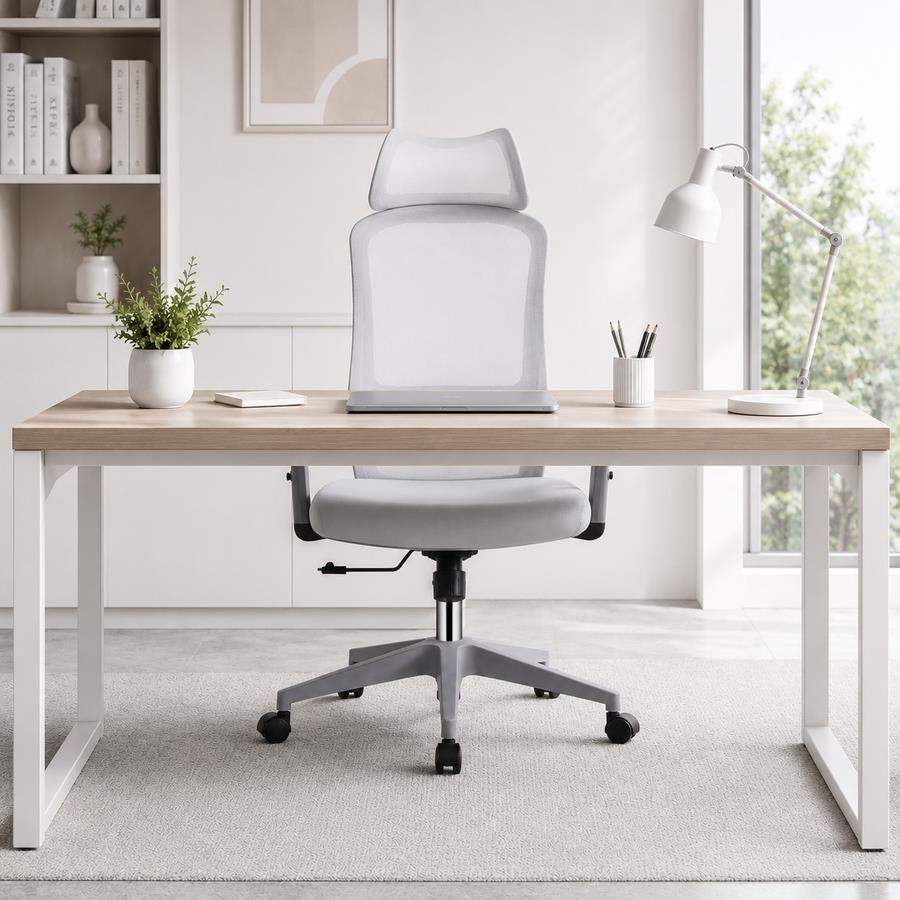 Sedia ufficio ergonomica in rete grigio chiaro 65x67x115-125 cm - Jeff