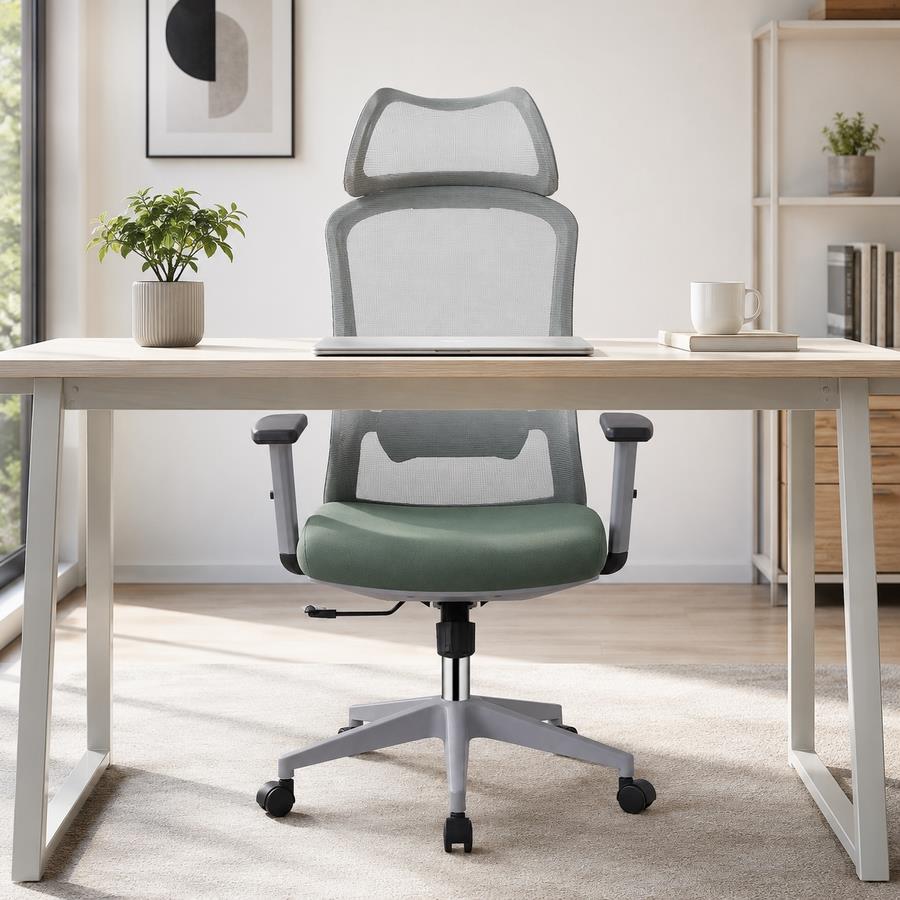 Sedia ufficio ergonomica in rete verde 65x67x115-125 cm - Jeff