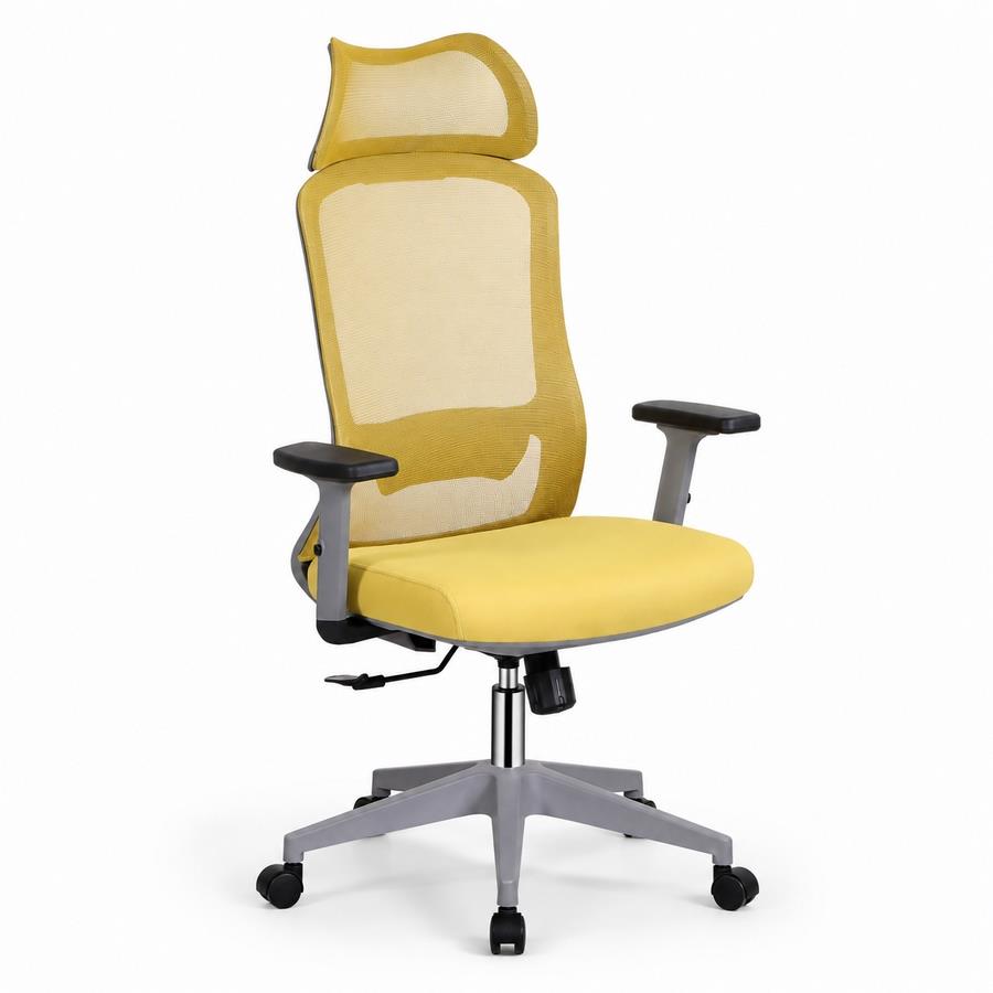 Sedia ufficio ergonomica in rete senape 65x67x115-125 cm - Jeff