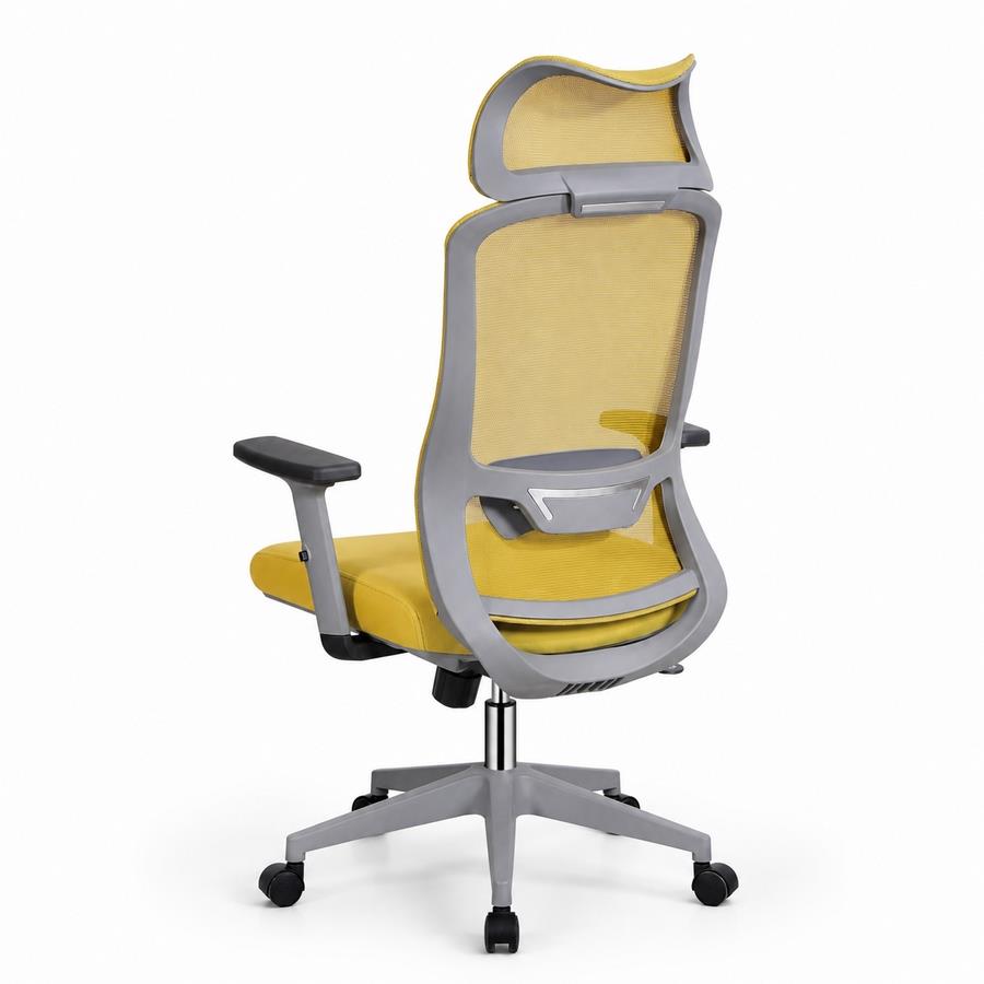 Sedia ufficio ergonomica in rete senape 65x67x115-125 cm - Jeff