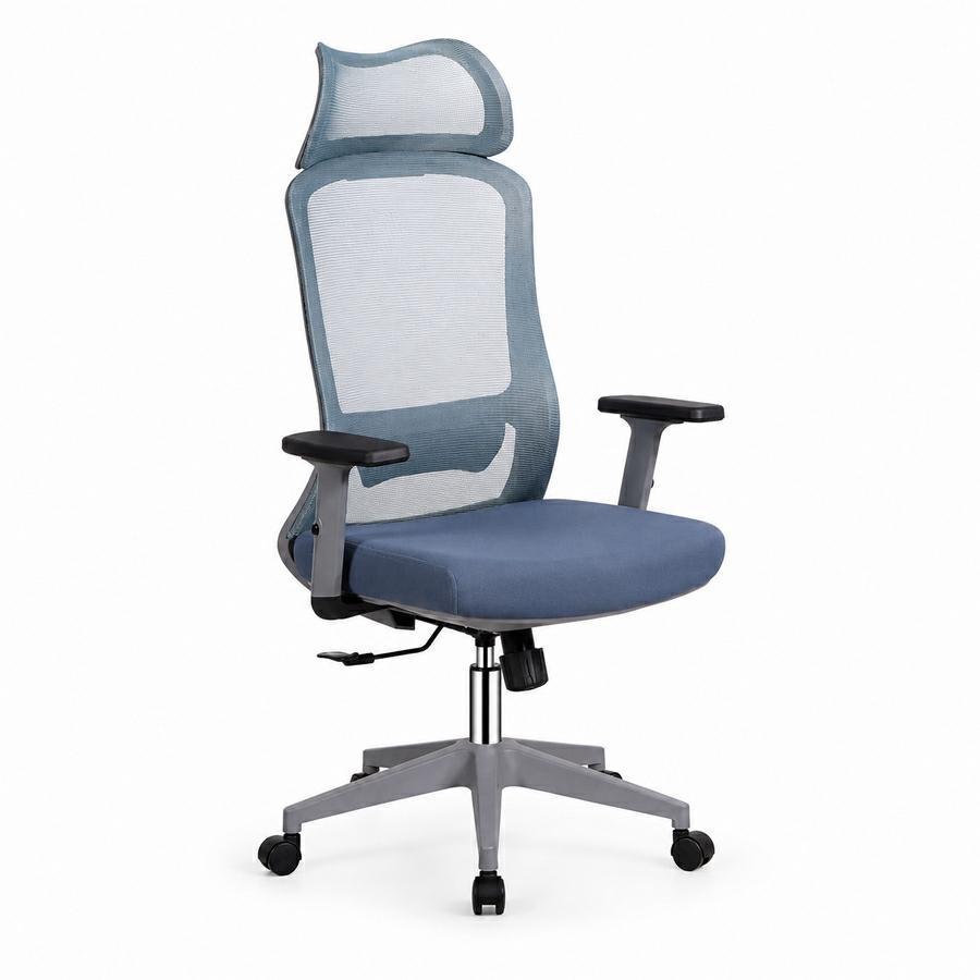 Sedia ufficio ergonomica in rete blu 65x67x115-125 cm - Jeff